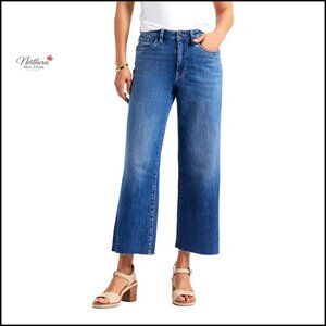 High Rise Wide Leg Cropped Jeans Premium Denim Raw Hem